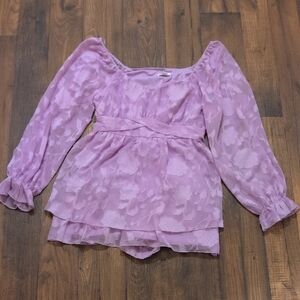 NWT Cato XL Lilac Sheer Floral Peplum Romper